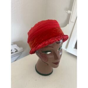 Christine New York Women’s Red Velvet and Satin Pillbox Hat